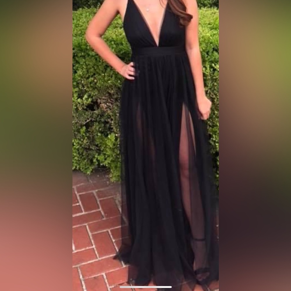 Black V neck dress